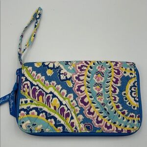 Vera Bradley Vibrant Blue Wallet 8 inches wide 5 inches deep